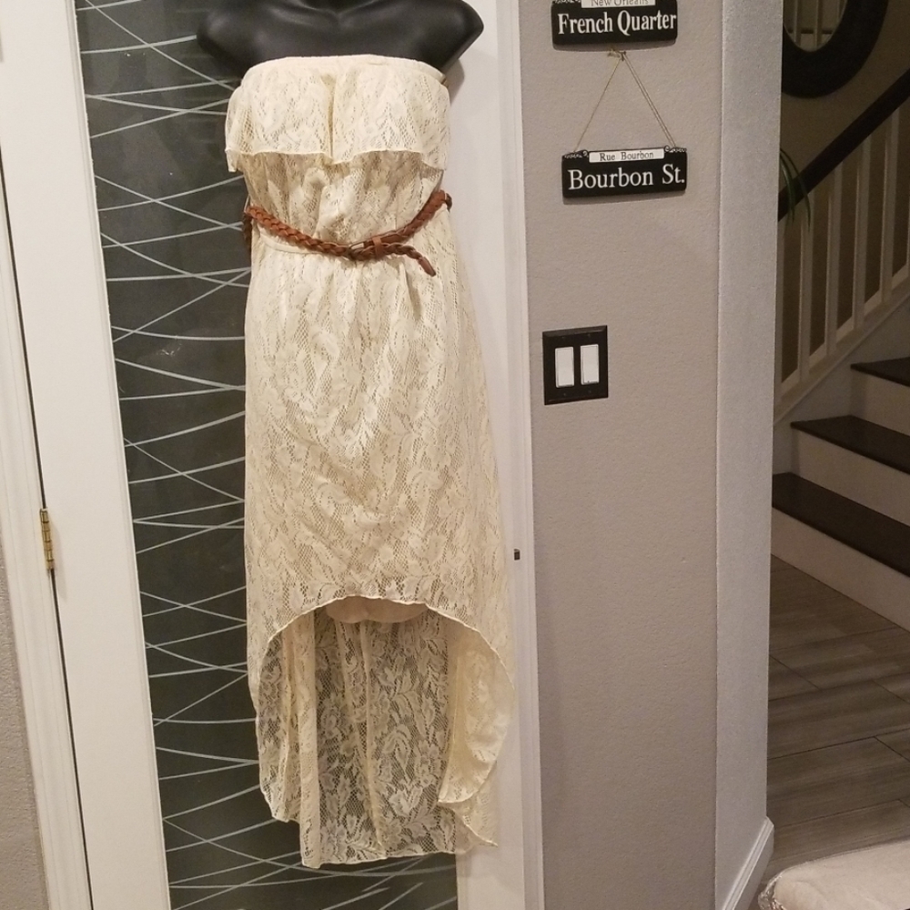 Strapless High low Dress with belt